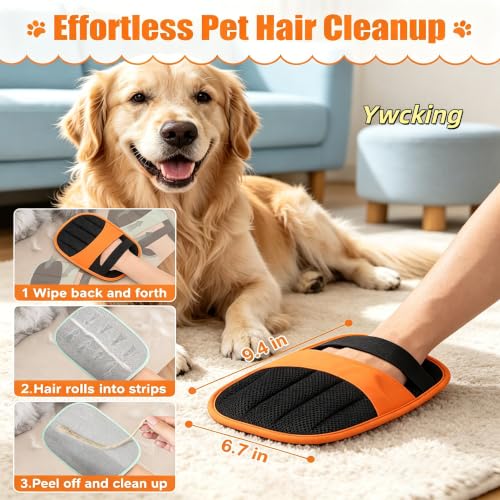 2 Pack Pet Hair Removal Gloves-Orange
