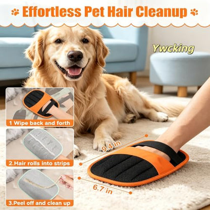 2 Pack Pet Hair Removal Gloves-Orange