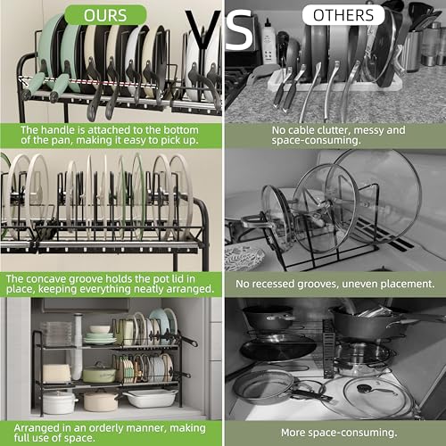 NETEL Expandable Under Sink Organizer，Pot and pan Organizer Under Cabinet - size: Multi-functional with 2 pot holders
