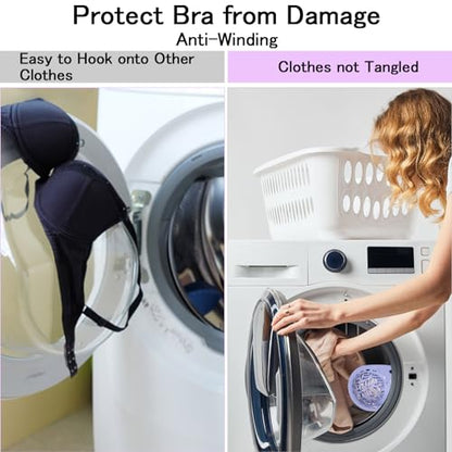 2 Pcs Lingerie Wash Bags, Silicone Delicates Bags for Washing Machine Bra Bag for Laundry Laundry Wash Bag for A-Cup to D-cup, Maternity, Sports, Sexy Bras (Pink+Purple)