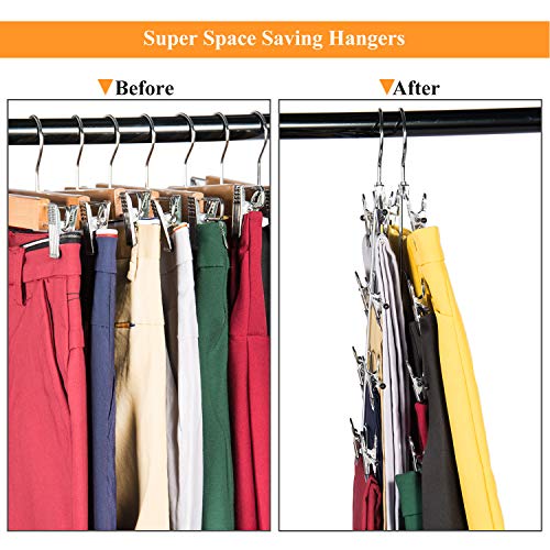 Multi Layer Pants Hangers, 4 Tier Skirt Hangers with Adjustable Clips, Non Slip Space Saving Closet Organizer Heavy Duty 360 Degree Swivel Hook, Great for Slack, Trouser, Jeans(Black) - size: 4 Tier