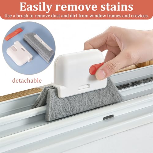 Magic Window Track Cleaner – Red – 2-in-1 Detachable Groove Cleaning Brush Tool for Windows, Sliding Doors & Tight Crevices - color: Red