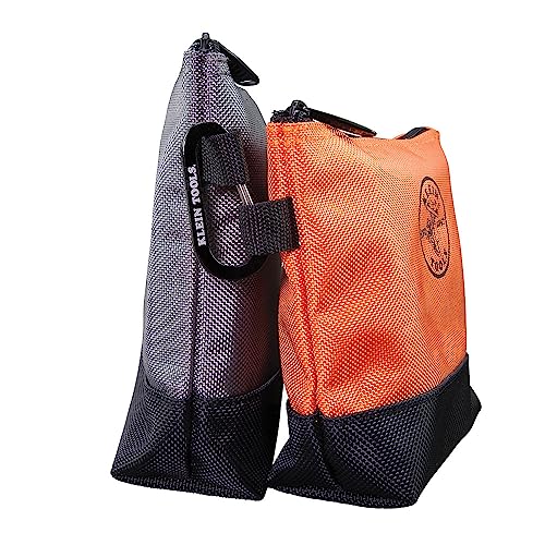 Klein Tools 55470 Utility Bag, Stand-Up Zipper Tool Bags, Tough 1680d Ballistic Weave, Reinforced Bottoms, Orange/Black, Gray/Black, 2-Pack - size: 2-Piece, style: 2-Piece