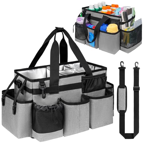 Cleaning Caddy Bag, Cleaning Supplies Organizer for Housekeepers, Housekeeping Caddy with Handle and Detachable Padded Cushion, Gray - color: Gray, size: M