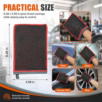 Clay Mitt for Car Detailing, No Scratch Reusable Magic Clay Bar Glove, Microfiber Auto Cleaning Supplies for Removing Debris from Paint, Glass, Wheels, Windshield(Red) - color: Red