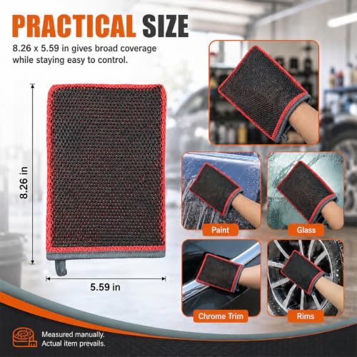 Clay Mitt for Car Detailing, No Scratch Reusable Magic Clay Bar Glove, Microfiber Auto Cleaning Supplies for Removing Debris from Paint, Glass, Wheels, Windshield(Red) - color: Red