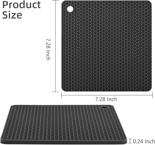 Silicone Trivets Mats, Silicone Hot Pads for Pot Holder, Square Trivets for Hot Dishes, Pots and Pans, Multipurpose Hot Pads for Kitchen Counter, Non Slip Heat Resistant Mats Set 4 Black - color: B01: Square-black