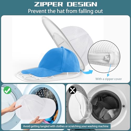 Eiito Hat Washer Cage, Hat Washer for Washing Machine/Dishwasher with Mesh - color: 1Pack white with mesh