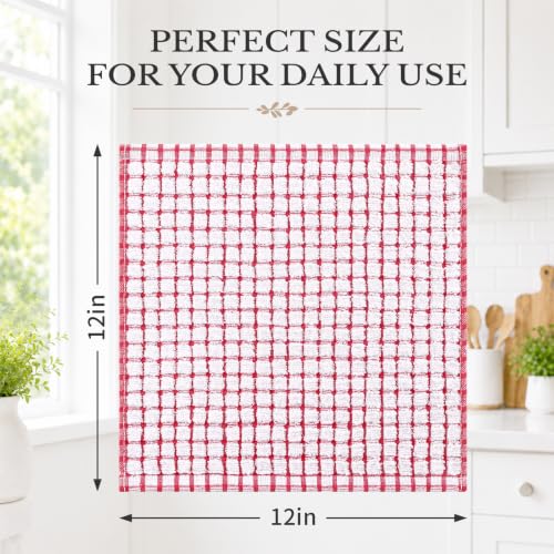 Homaxy 12 Pack Terry Kitchen Dish Cloths, 12"x12", Blue/Pink/Red/Brown - color: Blue/Pink/Red/Brown, size: 12 x 12 - 12 Pack