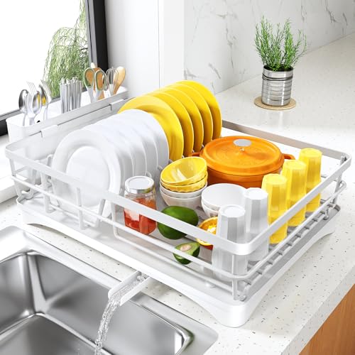 SNTD Dish Drying Rack for Kitchen Counter, 11.8" W x 16.7" L, White - color: White