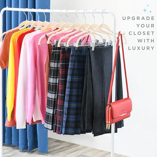 Home-it 10 Pack Velvet Hangers with Clips - Ivory Pants & Skirt Hangers - Ultra Thin No Slip Space-Saving for Pants, Skirts, Coats, Dresses, Tank Tops, Clothes - color: Ivory