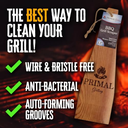 Cedar Grill Scraper Gift Set – 12" & 18" | Gift for Men & Dad | Bristle-Free BBQ Grill Cleaner Dual Pack | Safe for Gas, Charcoal & Flat-Top Grills | Wire Brush Alternative