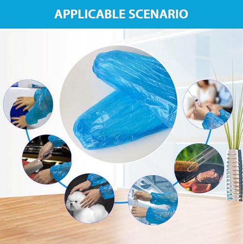 Disposable Oversleeves Covers, 200PCS Plastic Arm Sleeves Covers for Painting Repairing Cleaning Tattooing - Blue - color: Blue