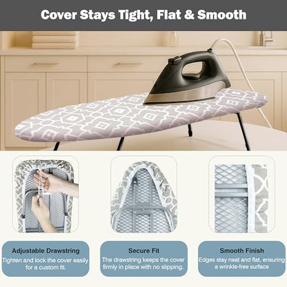 UniSimp Small Ironing Board Cover and Pad 12"x32" Small Iron Board Cover with Padding,Tabletop Mini Ironing Board Cover and Pad Small Size, Cotton Canvas, Heat Resistant, Drawstring Closure Geometric - color: Geometric, size: 12" x 32"