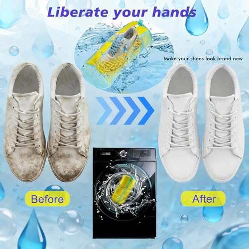 2Pack Shoe Washing Machine Bag, Reusable Laundry Shoe Bag, Suitable for Sports Shoes, Sneakers, and Slippers, Includes 2 Shoe Storage Dust Bags（Yellow) - color: Yellow