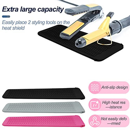 Silicone Heat Resistant Mat Pouch for Hair Straightener,Curling Iron, Black - color: Black, size: 2 Pack