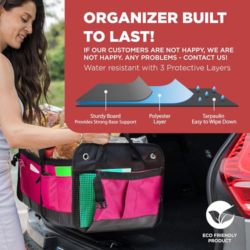 Pink Car Trunk Organizer for Women, SUV & Jeep Cargo Storage, Large - color: Pink, size: Large