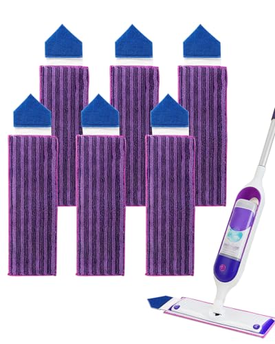 KEEPOW Reusable Power Mop Refills Pads Compatible with Swiffer PowerMop - color: Purple-6 Pack