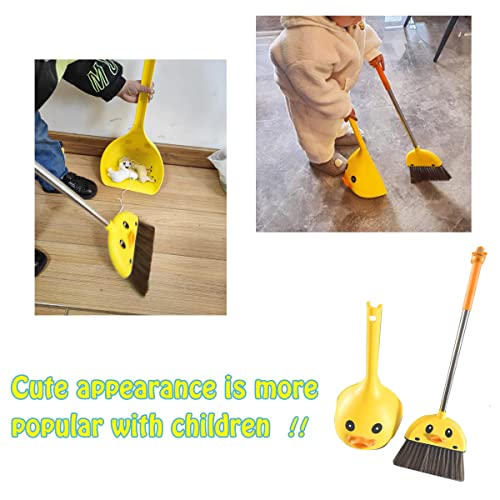 Mini Broom and Dustpan Set for Kids - Cute Yellow Duck for Girls & Boys - Toddler Broom Set for Household Cleaning and Pretend Play - Perfect for Toddlers & Preschooler …