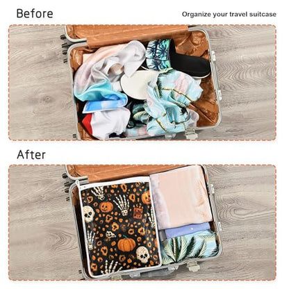 Mesh Laundry Bags Lingerie Bags for Washing Delicates 2 PCS Durable Wash Bag with Zipper Small and Medium Washable Halloween Leopard Pumpkin Skull Brown - color: Halloween Leopard Pumpkin Skull Brown