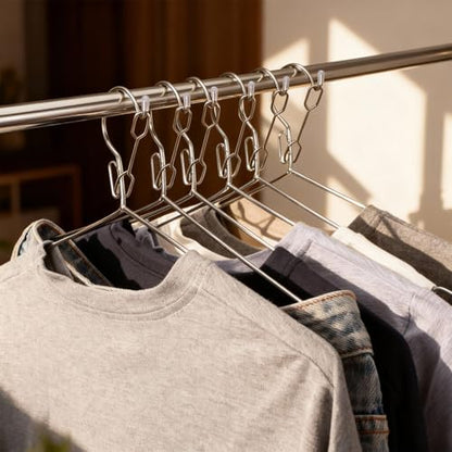 16.5” Lockable Wire Clothes Hangers, 20 Pack 4mm Windproof Stainless Steel RV Hangers Wire Heavy Duty Lock Hook Metal Closet Hanger Space Saving Metal Hanger for Closet RV Hotel Wardrobe