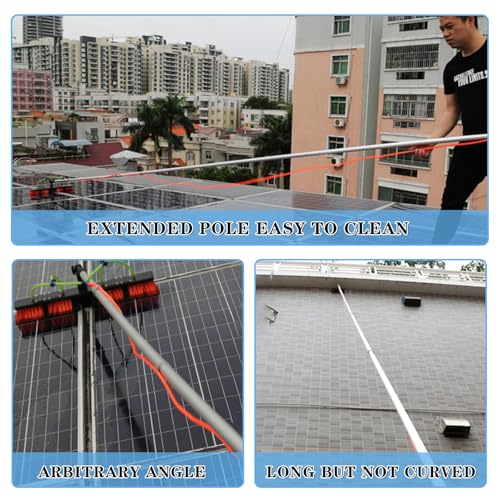 35FT Water Fed Pole Kit Adjustable Solar Panel Cleaning Kit Cleaner Tool for Window Glass Roof Outdoor Glass Brush Window Washing Equipment (35FT) - size: 35FT