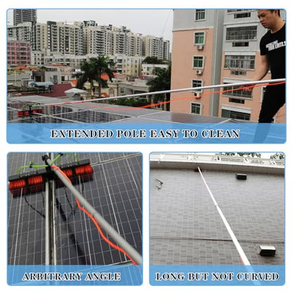 Water Fed Pole Kit Adjustable Solar Panel Cleaning Kit Cleaner Tool for Window Glass Roof Outdoor Glass Brush Window Washing Equipment (24FT) - size: 24FT