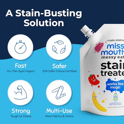 Miss Mouth's Messy Eater Stain Treater - 32oz Refill - Newborn & Baby Essentials - No Dry Cleaning Food, Grease, Coffee Off Laundry, Underwear, Fabric - style: Single (32oz)