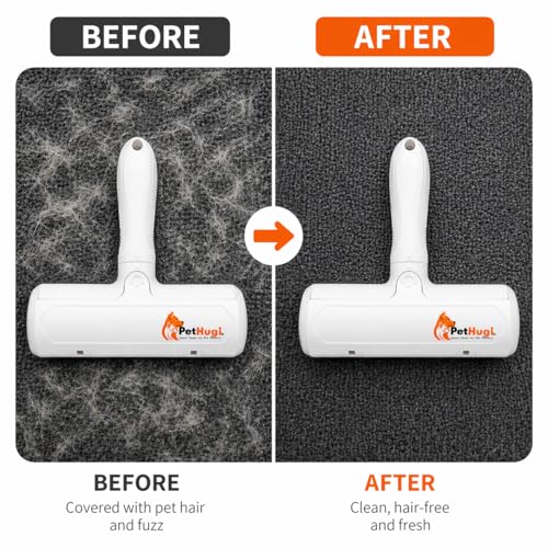 3-in-1 Pet Hair Remover Set with Cleaning Brush and Detailer Scraper - Reusable Roller for Couch, Furniture, Dog & Cat Hair - Self Cleaning Lint Remover Tool for Carpet, Sofa & Bedding