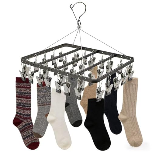 Pants Hanger Clothes Laundry Drying Rack with Clip Metal Black - color: Black