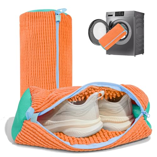 Shoe Washing Machine Bag: Laundry Shoe Bag for Washer and Dryer - 2pc Reusable Shoe Cleaning Bag for Sneaker Tennis Shoes Unstain Cleaner Kit(2 Pcs) - color: Orange 2pcs