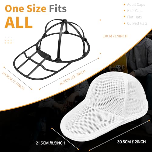 Hat Washer Cage, Collapsible Baseball Cap Washing Cage - Hat Holder for Washing Machine & Dishwasher – Ball Cap Cleaner, Shaper & Protector Form Mold with Rack for Laundry