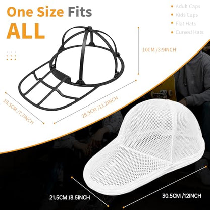 Hat Washer Cage, Collapsible Baseball Cap Washing Cage - Hat Holder for Washing Machine & Dishwasher – Ball Cap Cleaner, Shaper & Protector Form Mold with Rack for Laundry