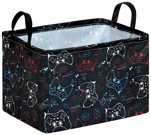 Rectangular Game Controller Storage Basket with Handles, Hamper Storage Basket Collapsible Organizer Bin for Home, Game Room Bed, Gifts,Toys, Kitchen Storage - color: Game Controller