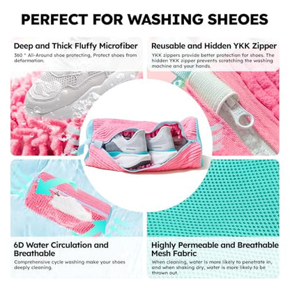 Shoe Washing Machine Bag: Shoe Washing Bag Keeps Clean - Reusable Laundry Shoe Bag for Sneaker Tennis Shoes Unstain Cleaner Kit(Pink 2 Pcs) - color: Grey 2pcs