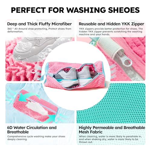 Shoe Washing Machine Bag: Shoe Bag for Washing Machine - Reusable Shoe Cleaning Bag for Sneaker Tennis Shoes Unstain Cleaner Kit(Pink 1Pcs) - color: Pink 1pcs