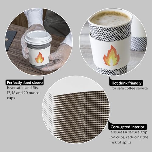 Restaurantware White Paper Fire Emoji Coffee Cup Sleeve, 50 Pack - color: White, size: Fire