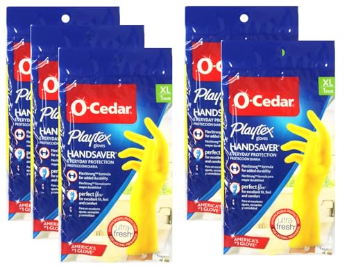 PLAYTEX HandSaver Reuseable Rubber Cleaning Gloves (X-Large, 5 Pairs), Everyday Protection Reusable Household Gloves