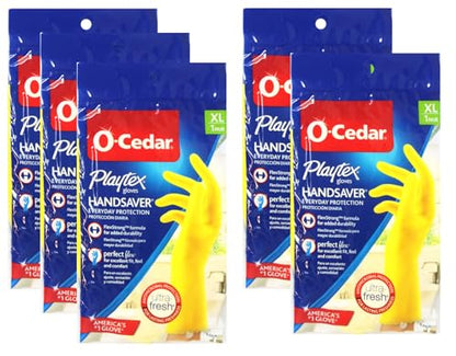 PLAYTEX HandSaver Reuseable Rubber Cleaning Gloves (X-Large, 5 Pairs), Everyday Protection Reusable Household Gloves