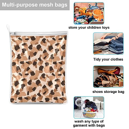 Mesh Laundry Bags Lingerie Bags for Washing Delicates 2 PCS Wash Bag with Zipper Small and Medium Washable Animal Prints - color: Animal Prints