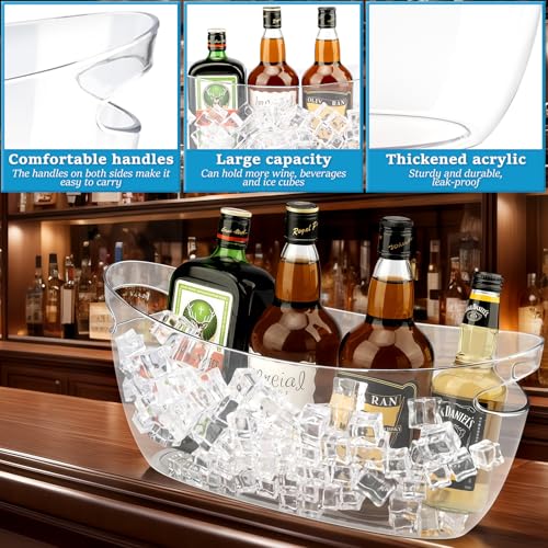 2Pcs Clear Ice Buckets for Parties, 5.5L Acrylic Champagne Bucket with Scoop, Mimosa Bar Supplies, Plastic Tub for Drinks, Cocktail Bar, Wine, Beer, Soda,Beverage,Cooler