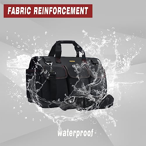 FASTECH 20-inch Heavy Duty Bottom Tools Bag with Wide Mouth for Tool Storage, Carrier and Organizer, Tool Bag for Men, Wide Mouth Tool Bags with Inside Pockets (20 Inch) - size: 20IN BOTTOM