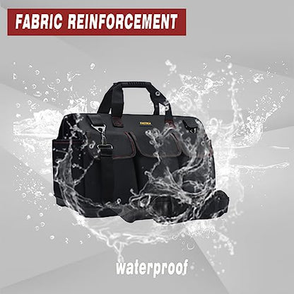 FASTECH 20-inch Heavy Duty Bottom Tools Bag with Wide Mouth for Tool Storage, Carrier and Organizer, Tool Bag for Men, Wide Mouth Tool Bags with Inside Pockets (20 Inch) - size: 20IN BOTTOM