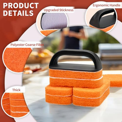 Griddle Cleaning Kit for Blackstone, Heavy-Duty Scraper & Ergonomic Handles - color: 8pcs Orange