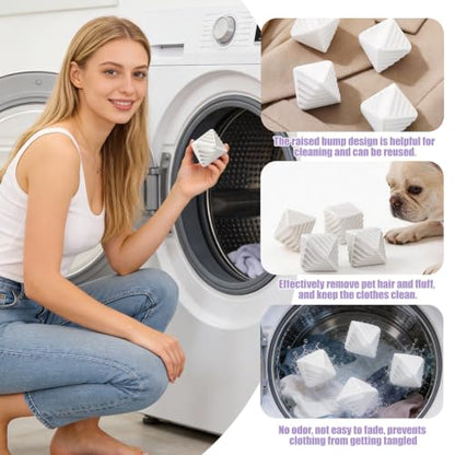 4 Pcs Reusable Laundry Anti Static Balls，Cube Agitator Balls (White) - color: White