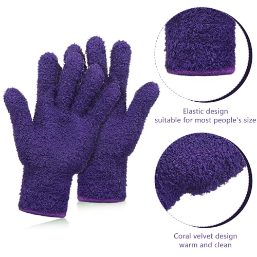 Patelai 2 Pairs Microfiber Gloves for Plants,Dark Purple, Violet,Large - color: Dark Purple, Violet, size: Large