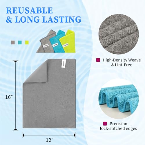 FIXSMITH Shop Towels-400 Pack, Multi-Functional Shop Rags, 12 x 16 in Microfiber Cleaning Cloth, Highly Absorbent Cleaning Rags, Cleaning Towels for Car Kitchen Home Office - color: 3 Colors Assorted, size: 400pk