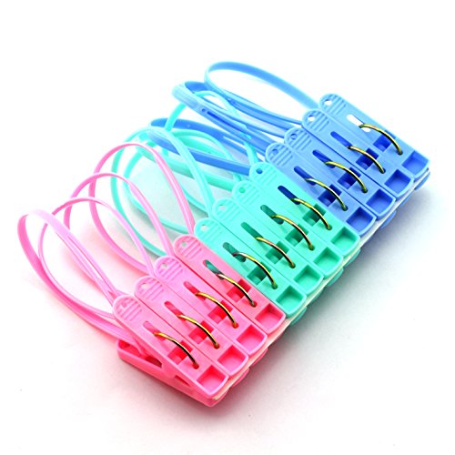 12Pcs Clothes Peg Clip Pins,Multicolor Rope Clip Hanging Clothes line Windproof Hanger Sock Clothes Drying Peg PP Plastic Clips Hooks - color: Multicolor/12pcs