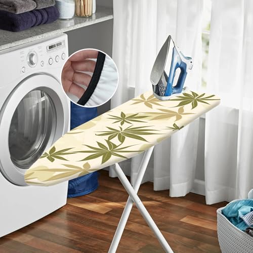 Nuxovilar Olive Green Beige Leaf Ironing Board Cover 15x54 Polyester - color: Yph03199, size: 15×54 inch