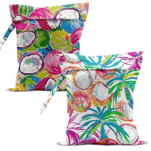 Swimsuit Bag Wet Bags for Travel Reusable Waterproof Dry Bags Diaper Bag Colorful Tropical Wet Bag for Swimsuit Towels Beach Gym 10.2×12.6 Inches - color: Colorful Tropical